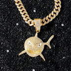 Big Size Shark Pendant Necklace For Men Hip Hop Bling Jewelry With 13mm Iced Out Rhinestone Miami Cuban Chain Fashion