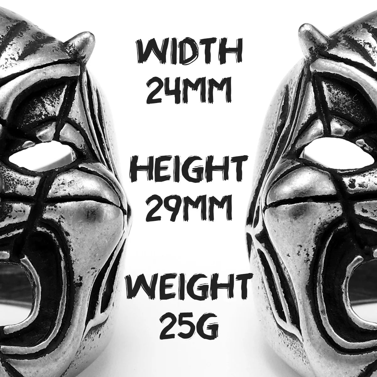 Hannya Skull Ring Black — Stainless Steel