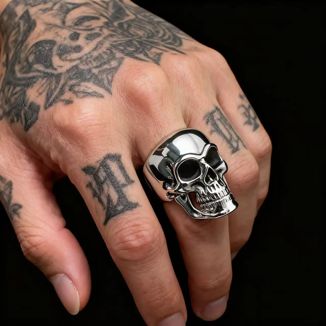Gothic Skull Steel Ring 316L Finger Punk