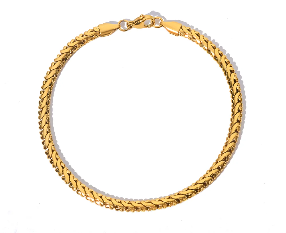 18K Gold Link Chain Bracelet Stainless Steel 4MM