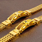 Punk Stainless Steel Bracelet 21 Cm Franco Link Chain Inlaid With Large-Grained Zircon Magnet Clasp