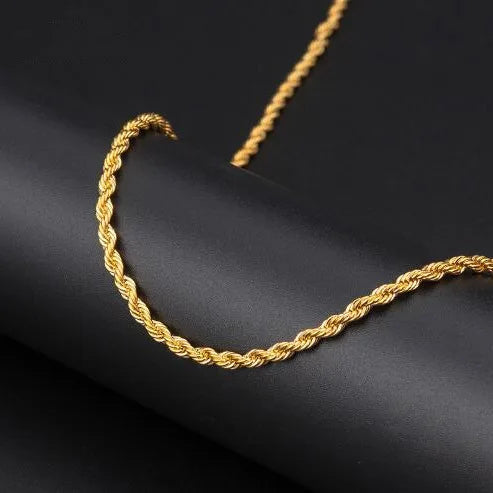 3mm Classic Stainless Steel Twist Long Chain Pendant Necklace for Men Women Punk Style Hip Hop Rock Personality Chokers Jewelry