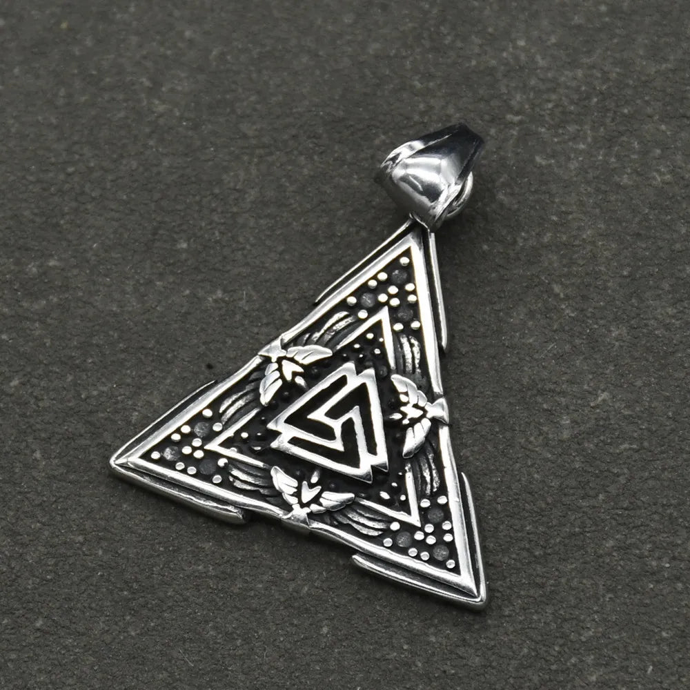Stainless steel Nordic Rune Thor\'s Hammer Pendant Odin Celts Valknut Thors axe Necklace Men's Amulet Jewelry