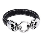 Gothic Double Skull Black Band Bracelet — Stainless Steel