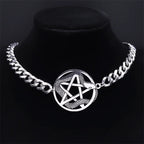 Pentagram Cuban Chain Necklace — Stainless