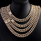 13/14/20MM HipHop Iced Out Chain Cuban Link Chain Necklace For Men Gold Silver Color Rhinestone Pave Men's Birthday Jewelry Gift