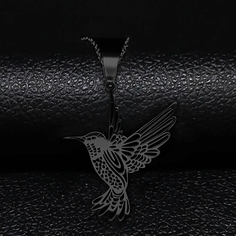 Hummingbird Pendant Necklace — Stainless Steel