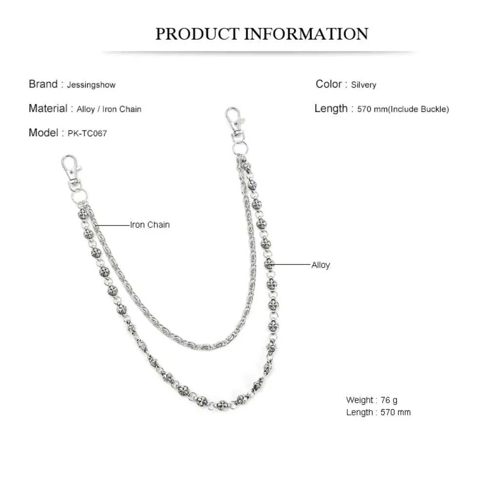 A Harajuku Style Street Hip-Hop Jeans Chain with Personalized Punk Style Double-Layer Waist Chain for Men and Women Accessories