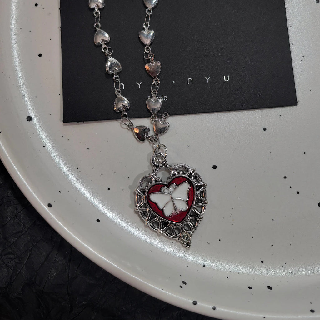 Gothic Death Moth Silver Pendant Necklace