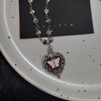 Gothic Death Moth Silver Pendant Necklace