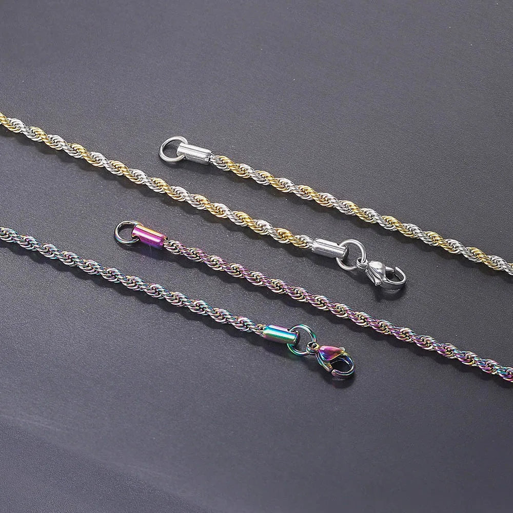 Rope Chain Necklace Two-Tone Stainless Steel 3MM