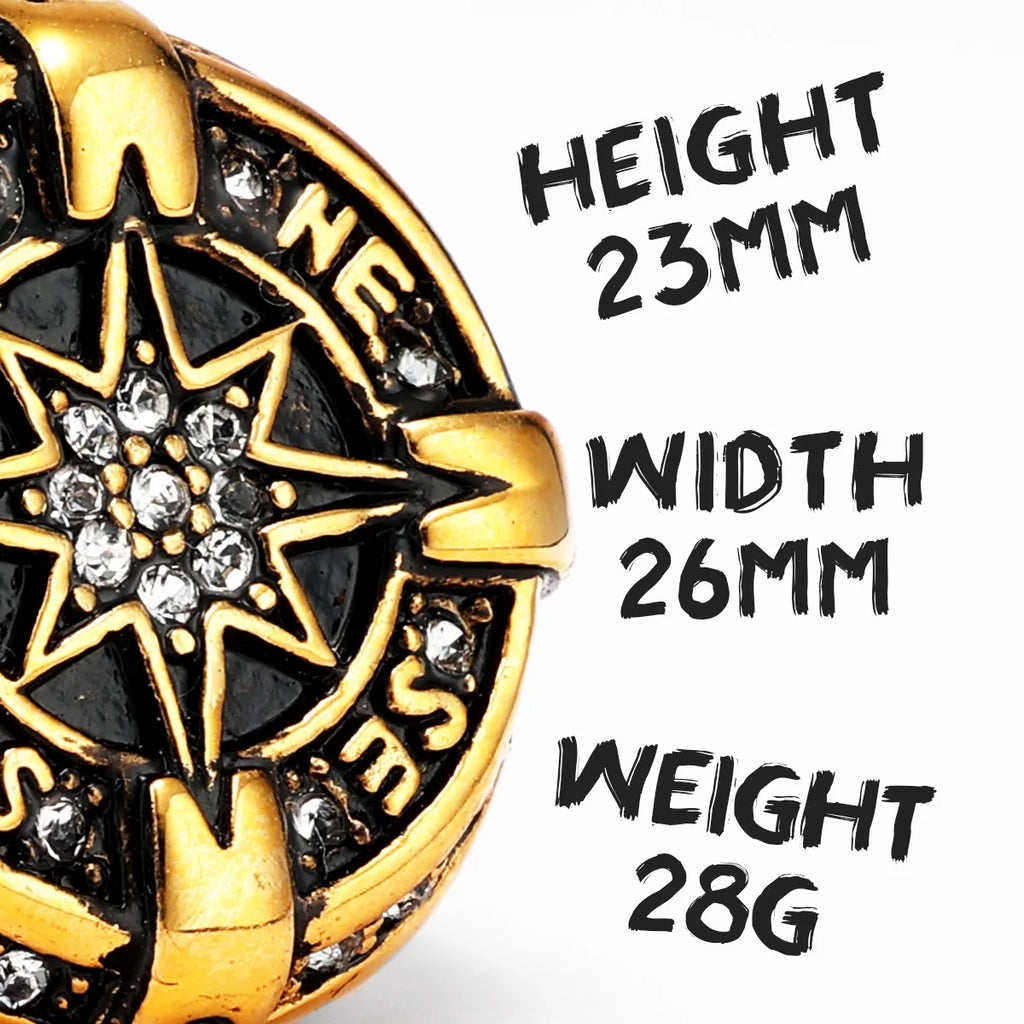 Iced Out Compass Ring — Stainless Steel