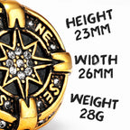 Iced Out Compass Ring — Stainless Steel