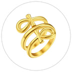 Ankh Cross Ring Layered Wrap Key of Life — Stainless Steel