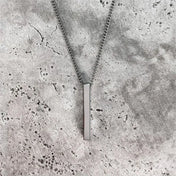 Minimal 3D Vertical Bar Pendant Necklace — Steel