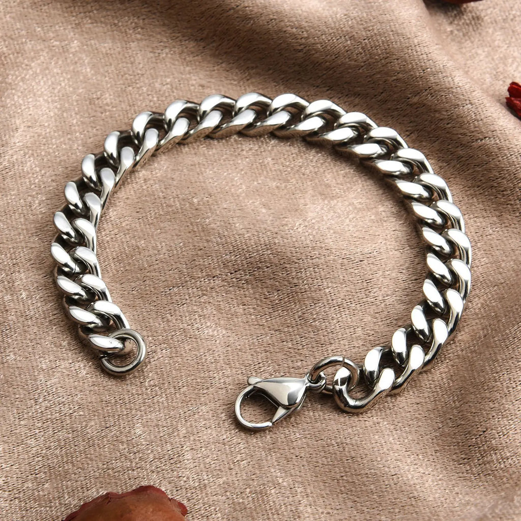 316L Stainless Steel Cuban Chain Bracelet For Men Punk Hand Chain Male Jewelry Accessories 8mm-14mm Wide