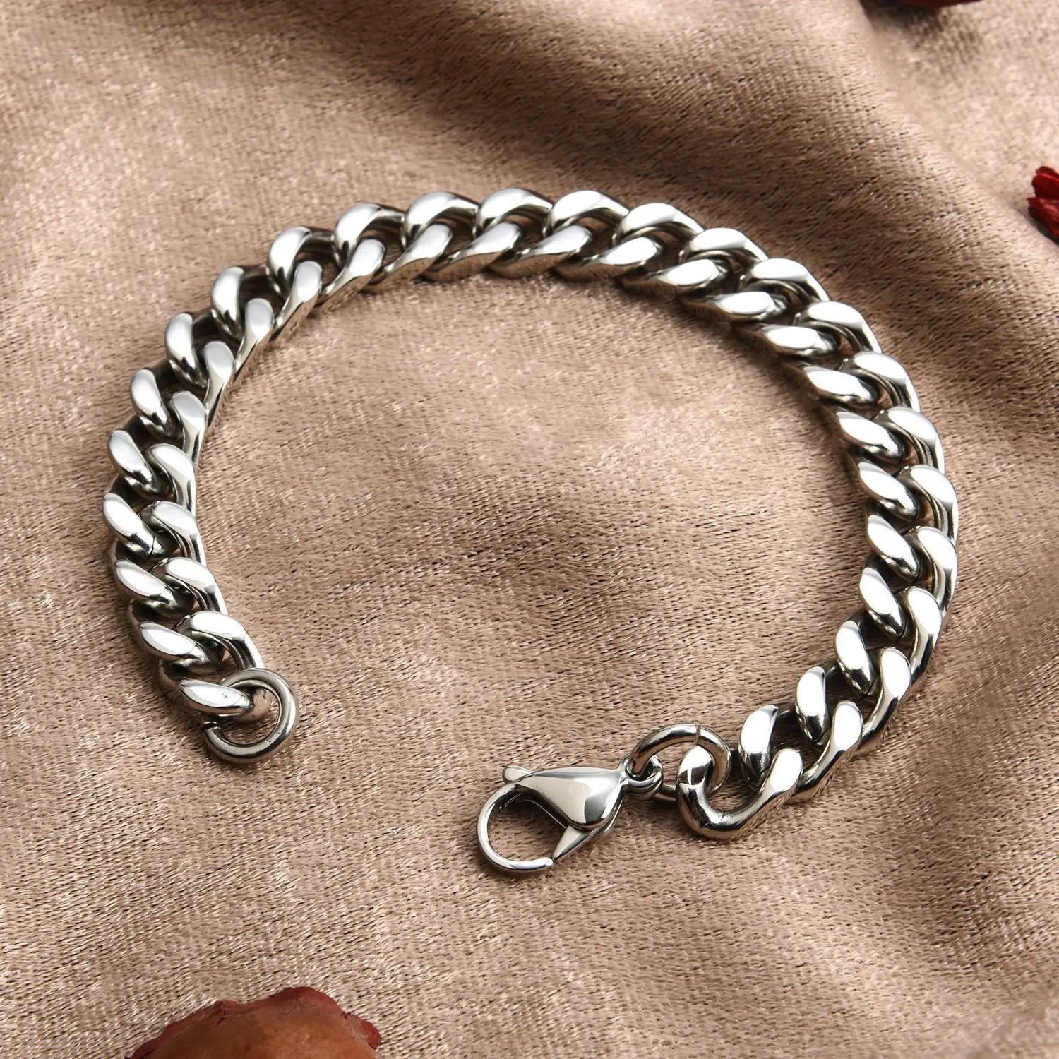 316L Stainless Steel Cuban Chain Bracelet For Men Punk Hand Chain Male Jewelry Accessories 8mm-14mm Wide