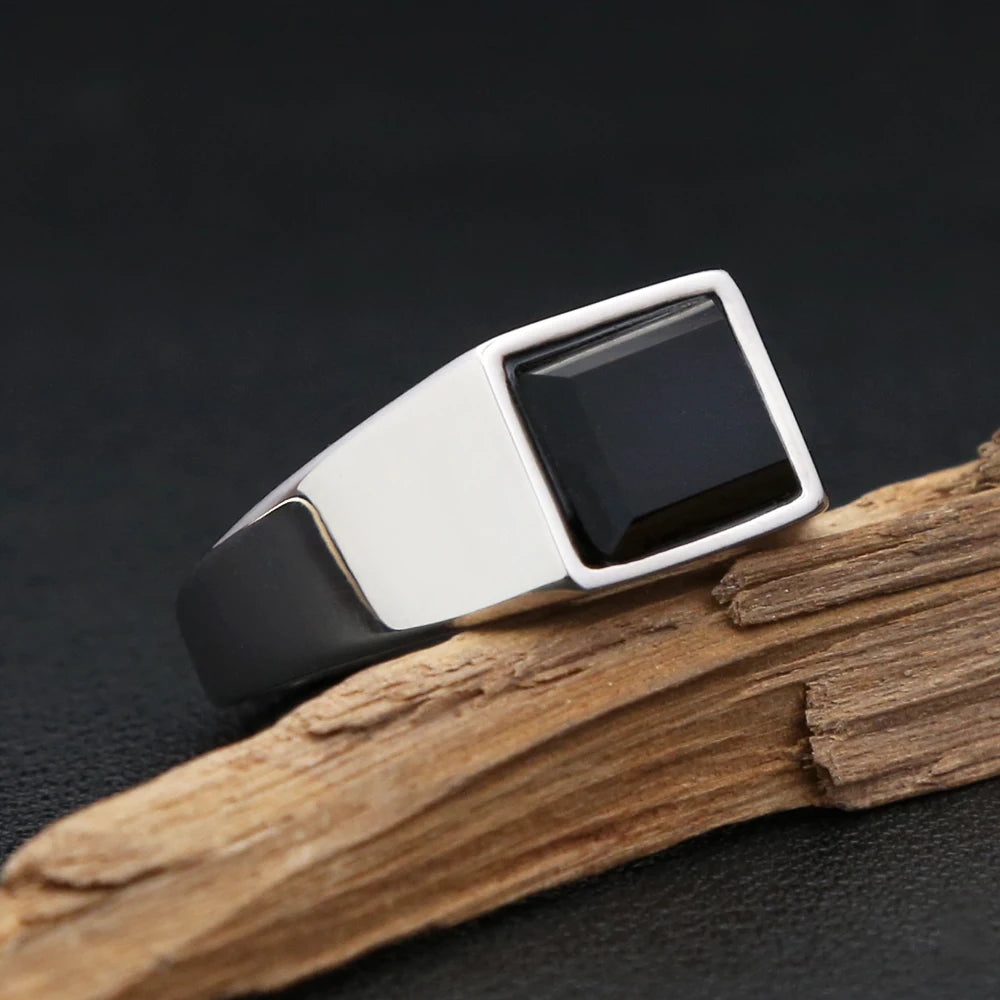 Square Stamp Ring Black — Stainless Steel