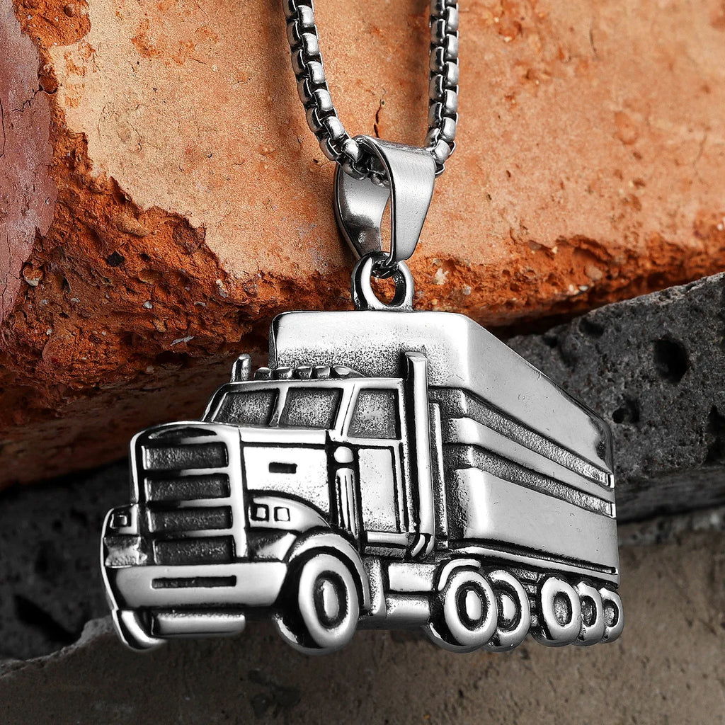 Truck Driver Pendant Necklace — Stainless Steel