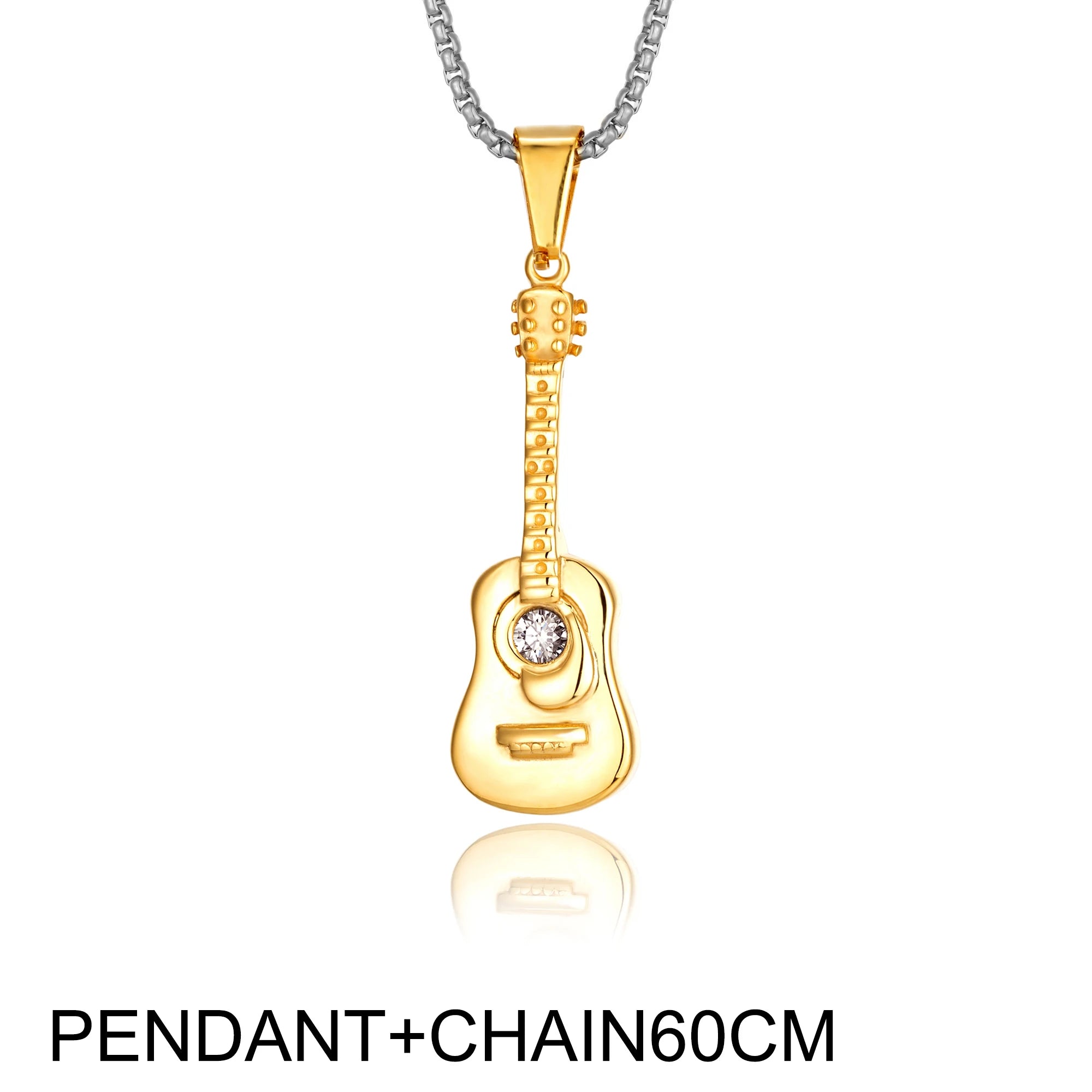 Guitar Stainless Steel Pendant Necklace