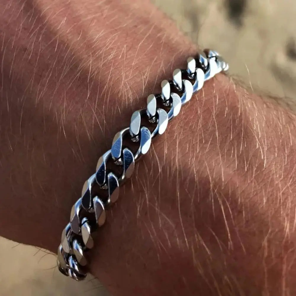 3 5 7mm Width New Trendy Cuban Chain Men Bracelet Classic Stainless Steel Chain Bracelet For Men Women Jewelry Party