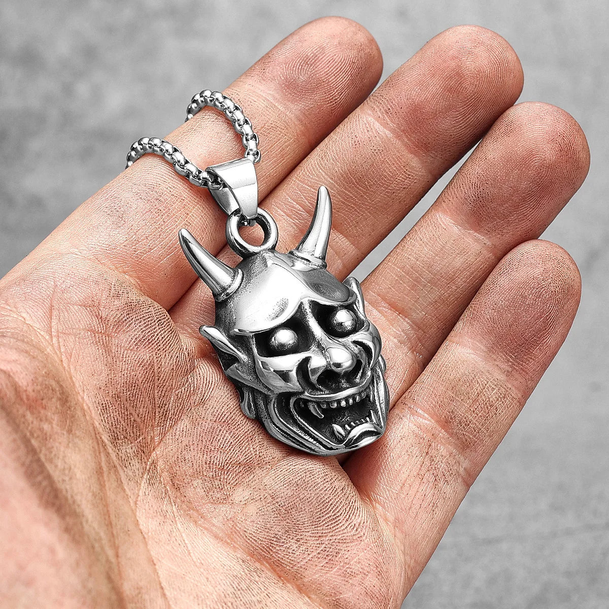 Japanese Yokai Prajna Punk Stainless Steel Men Women Necklaces Pendants Chain Jewelry Creativity Gift Dropshipping Wholesale