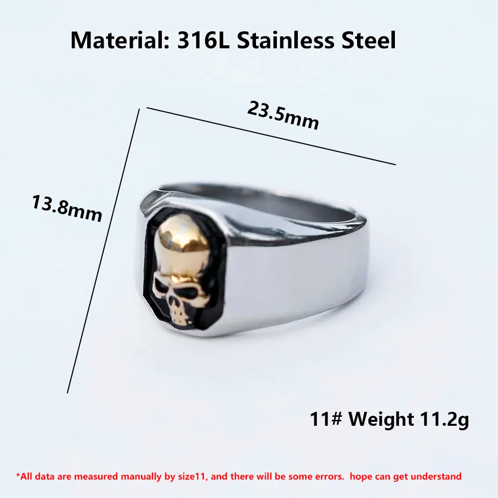 NEW Men's 316L stainless-steel rings Punk Rock Gothic skull ring for teens fashion Jewelry for gift free shipping