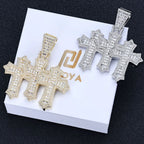 Two-Tone Cross Pendant Baguette Iced Out