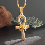 Vintage Egyptian Key of Life Ankh Cross Pendant Horus Patronus Necklace Men's Fashion Pharaoh Amulet Jewelry