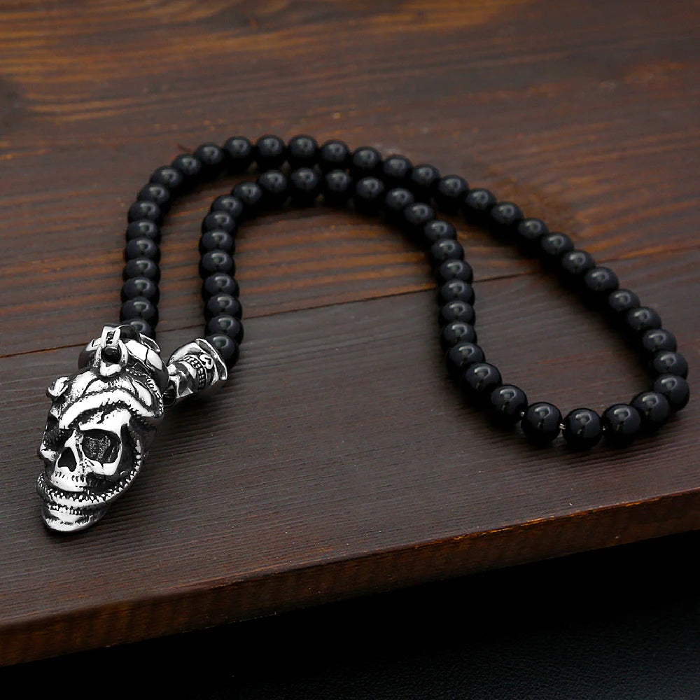 Skull Black Pendant Vintage Punk Rock 50CM Long