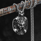 Vintage Gothic Lion Head Skull Pendant Necklace — Stainless Steel
