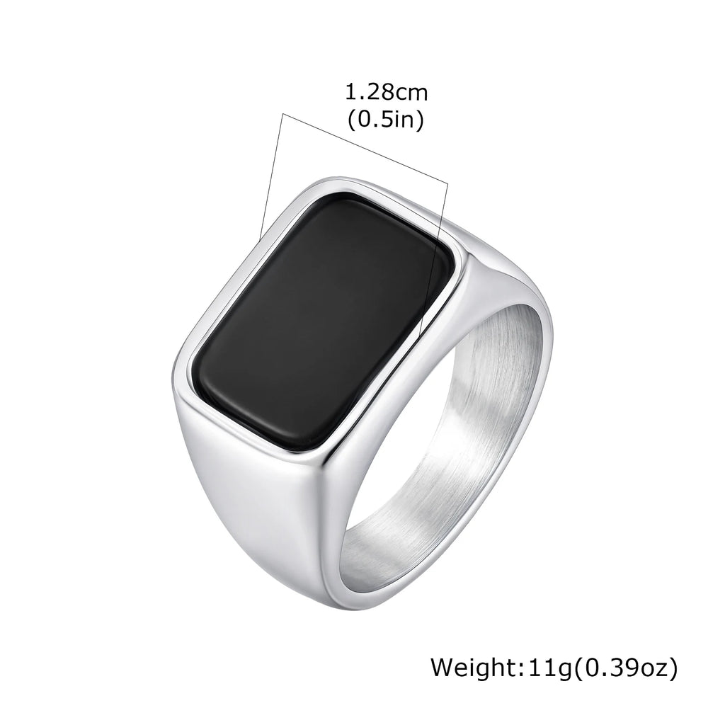 Vnox Stainless Steel Square Natural Stone Ring for Men Boys, Turquoise Tiger Eye Thumb Rings for Men, 12.8mm Width Signet Ring