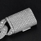 12mm 15mm 18mm Hip Hop 5A+ CZ Stone Pave Bling Ice Out Solid Bubble Round Cuban Miami Link Chain Necklace for Men