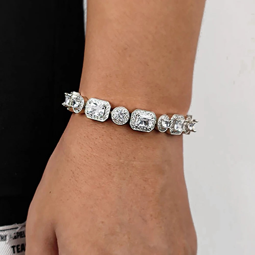 Tennis Bracelet Stainless Steel 10MM T-Square Iced