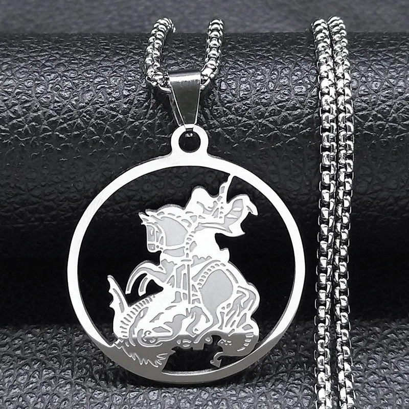 Archangel St.Michael Protect Me Necklace Stainless Steel Saint Shield Protection Male Necklace Jewelry corrente