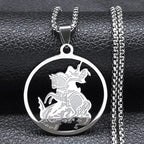 Archangel St.Michael Protect Me Necklace Stainless Steel Saint Shield Protection Male Necklace Jewelry corrente