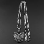 Russian Double-Headed Eagle National Emblem Symbol Pendant Necklace for Women Men Silver Color Stainless Steel Chain Jewelry