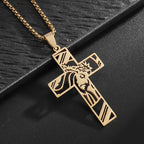 Gold Cross Jesus Pendant Necklace Minimal Box Chain