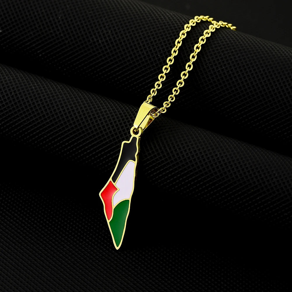 Palestine Map Pendant Necklace