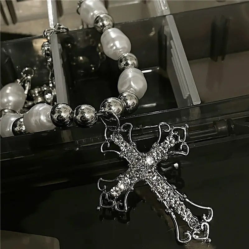Rosary Cross Pendant Necklace