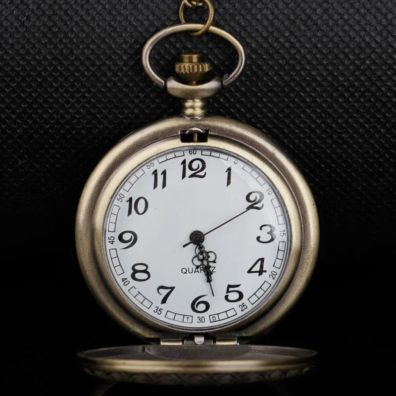 Valknut Norse Viking Pocket Watch Necklace — Bronze-Tone Quartz