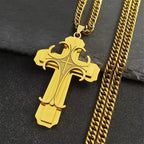 Cross Steel Pendant Layered Collar Hombren6134