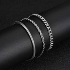 Cuban Chain Bracelet Set 3pcs — Stainless