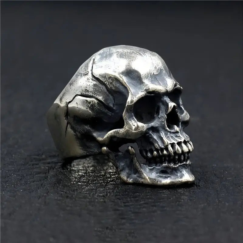 Antique Silver Color Evil Skeleton Skull Ring For Men Chunky Stainless Steel Punk Rock Skeleton Ring Jewelry For Male Wholesale