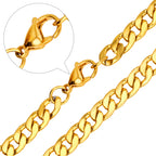 LUXUSTEEL Basic Punk Stainless Steel Chain Necklace For Women Men Cuban Figaro Braided Wheat Link Choker 5MM/7MM