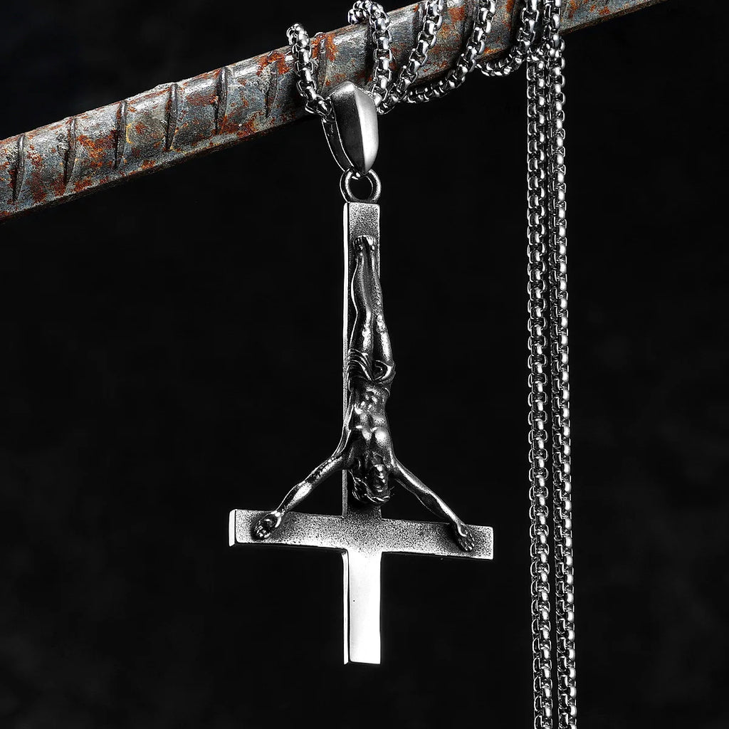 Inverted Cross Pendant — Stainless Steel