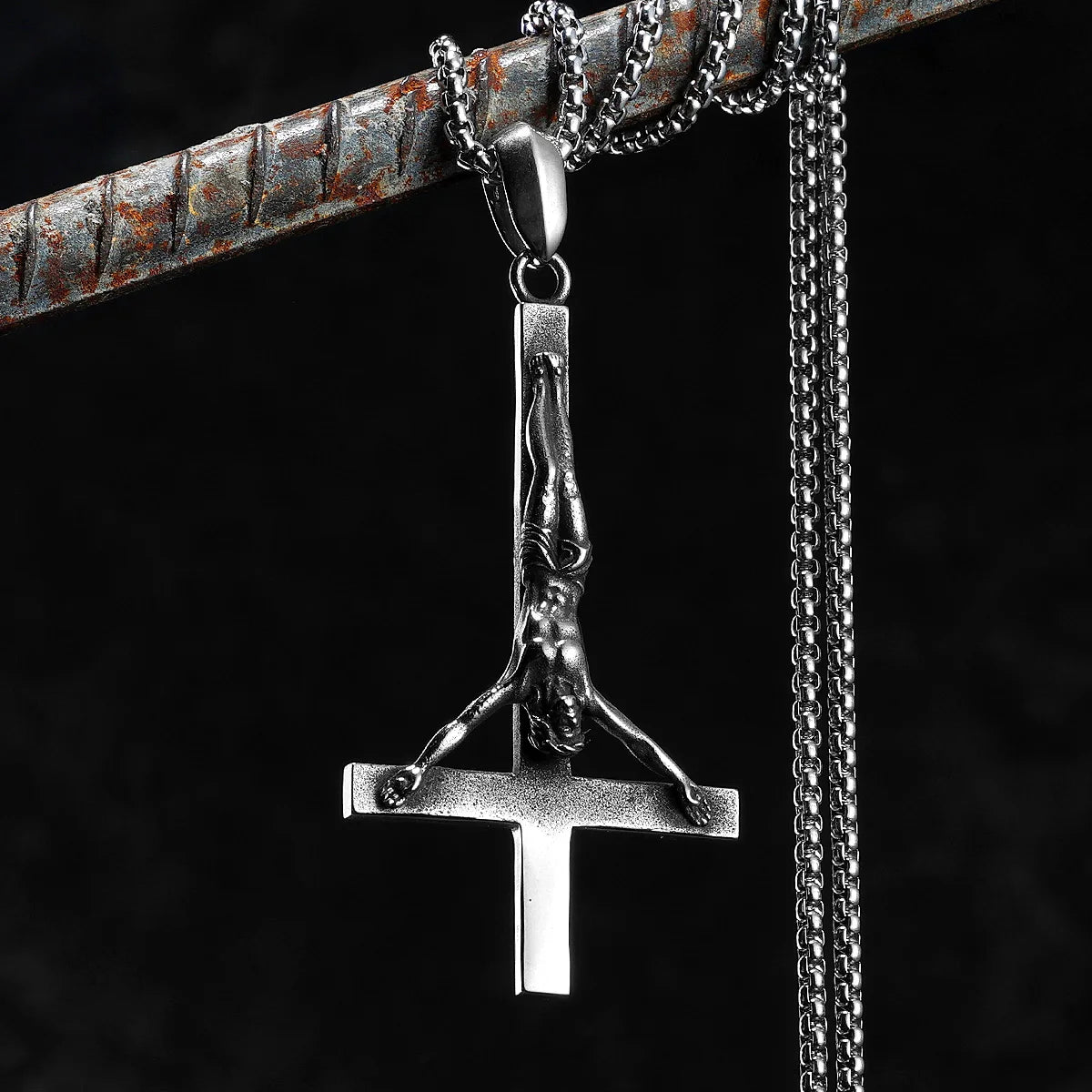 Inverted Cross Pendant — Stainless Steel