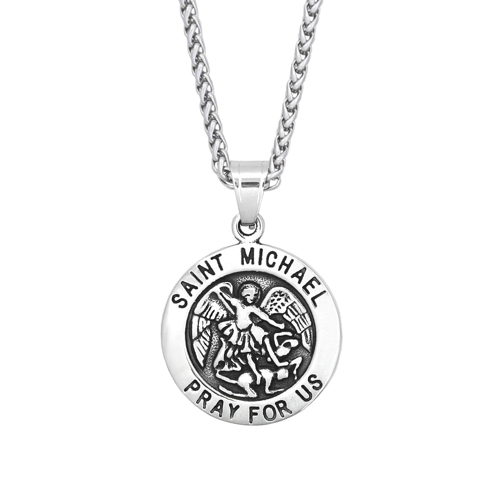 Vintage 316L Stainless Steel Archangel St.Michael Pendant Necklaces For Men Women Fashion Punk Amulet Jewelry Gifts Dropshipping