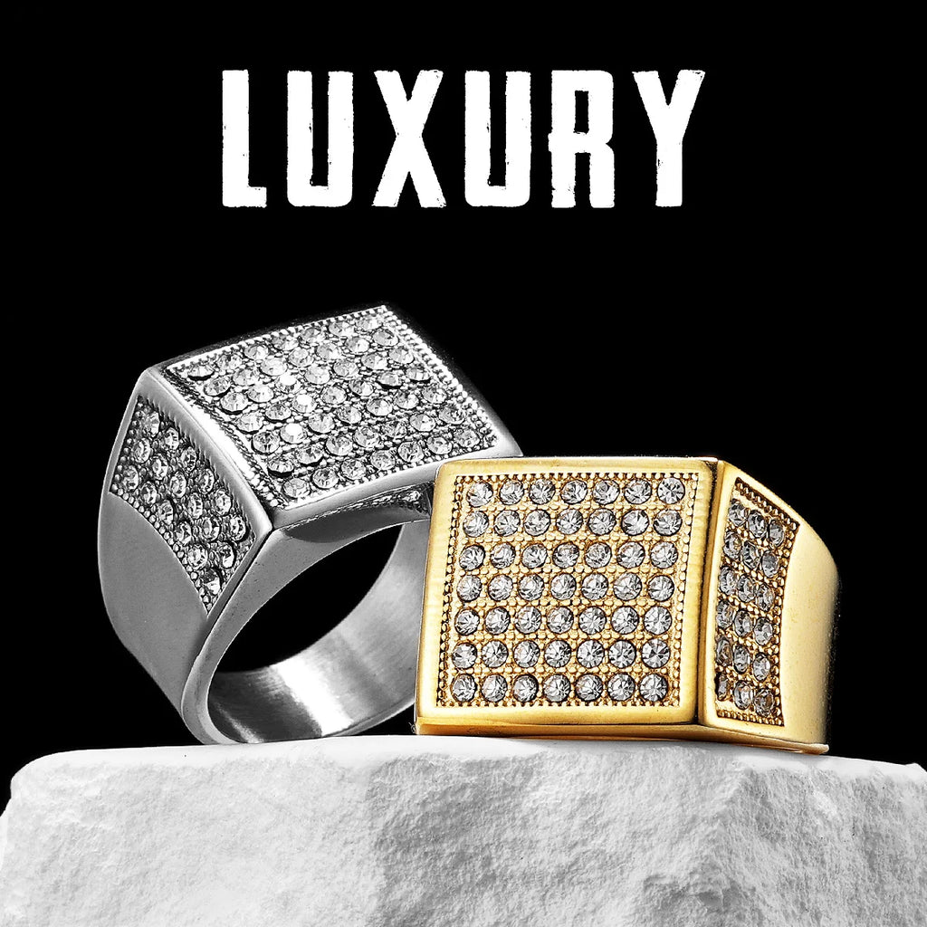 Square Gemstone Ring — Stainless Steel