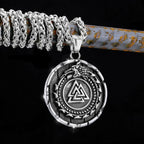Nordic Totem Amulet Rune Necklace Retro Geometric Pattern Stainless Steel Jewelry Viking Punk Pendant Men's Fashion
